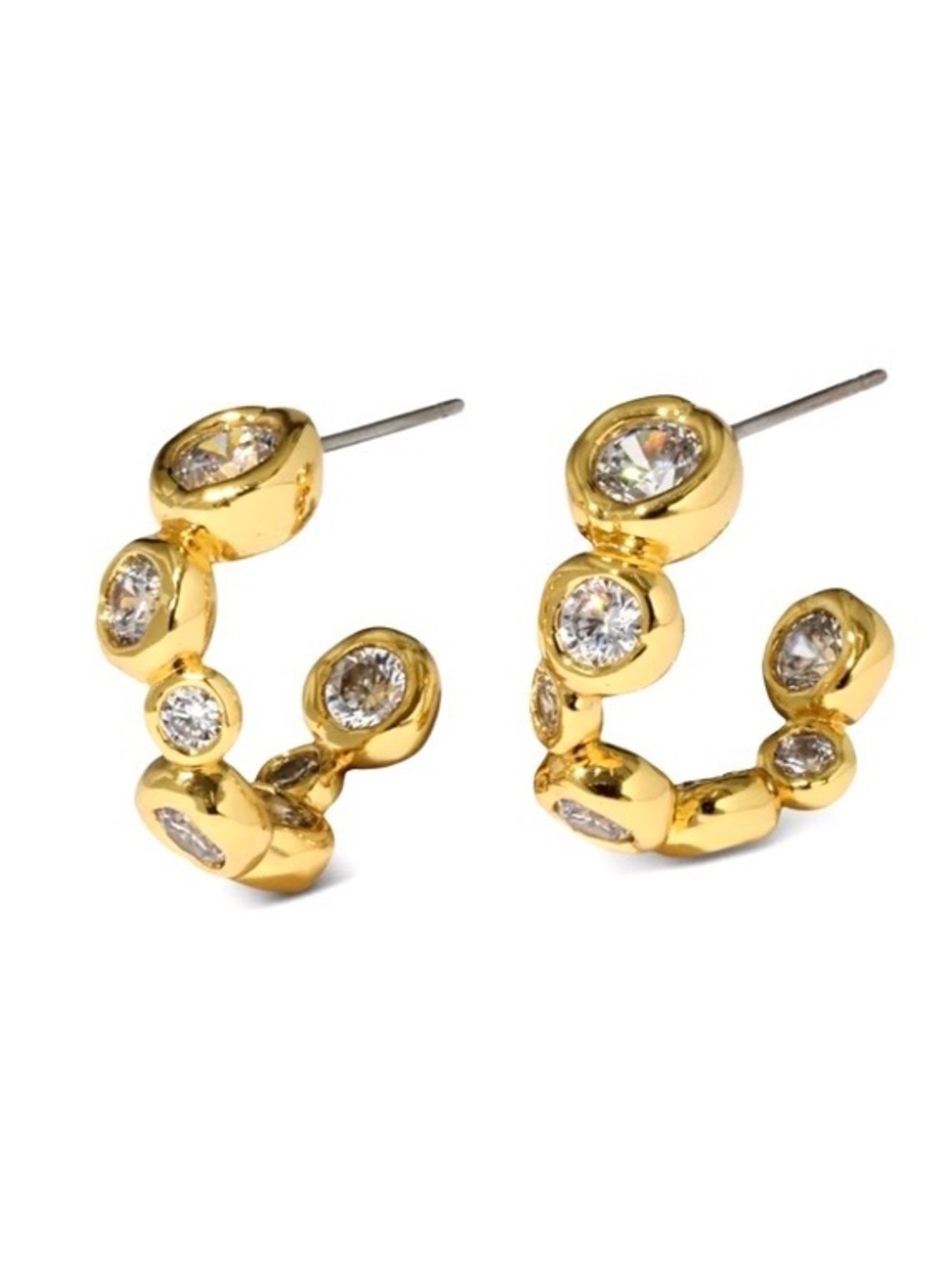Asterales Gold Small Hoop Earrings Clear C Z NEW Alexis Bittar JL25
